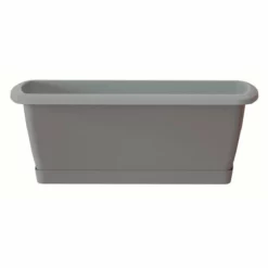 Prosperplast Jardinera Respana Con Soporte De Plastico En Color Gris Piedra 78,6 (largo) X 18,4 (ancho) X 14,5 (alto) Cm
