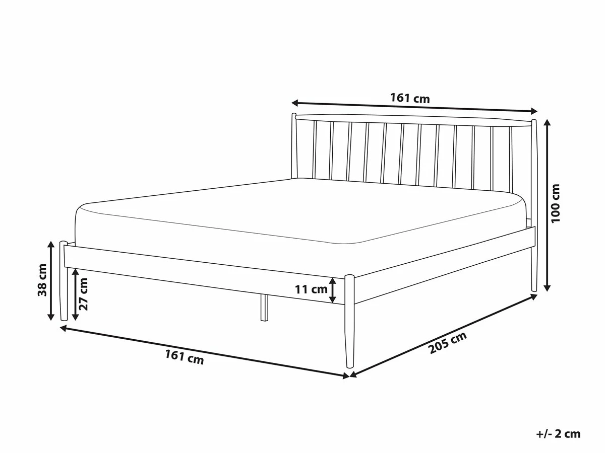 Cama Con Somier De Metal Blanco/madera Clara 160 X 200 Cm MAURS 3 Cama Con Somier De Metal Blanco/madera Clara 160 X 200 Cm MAURS - Imagen 3