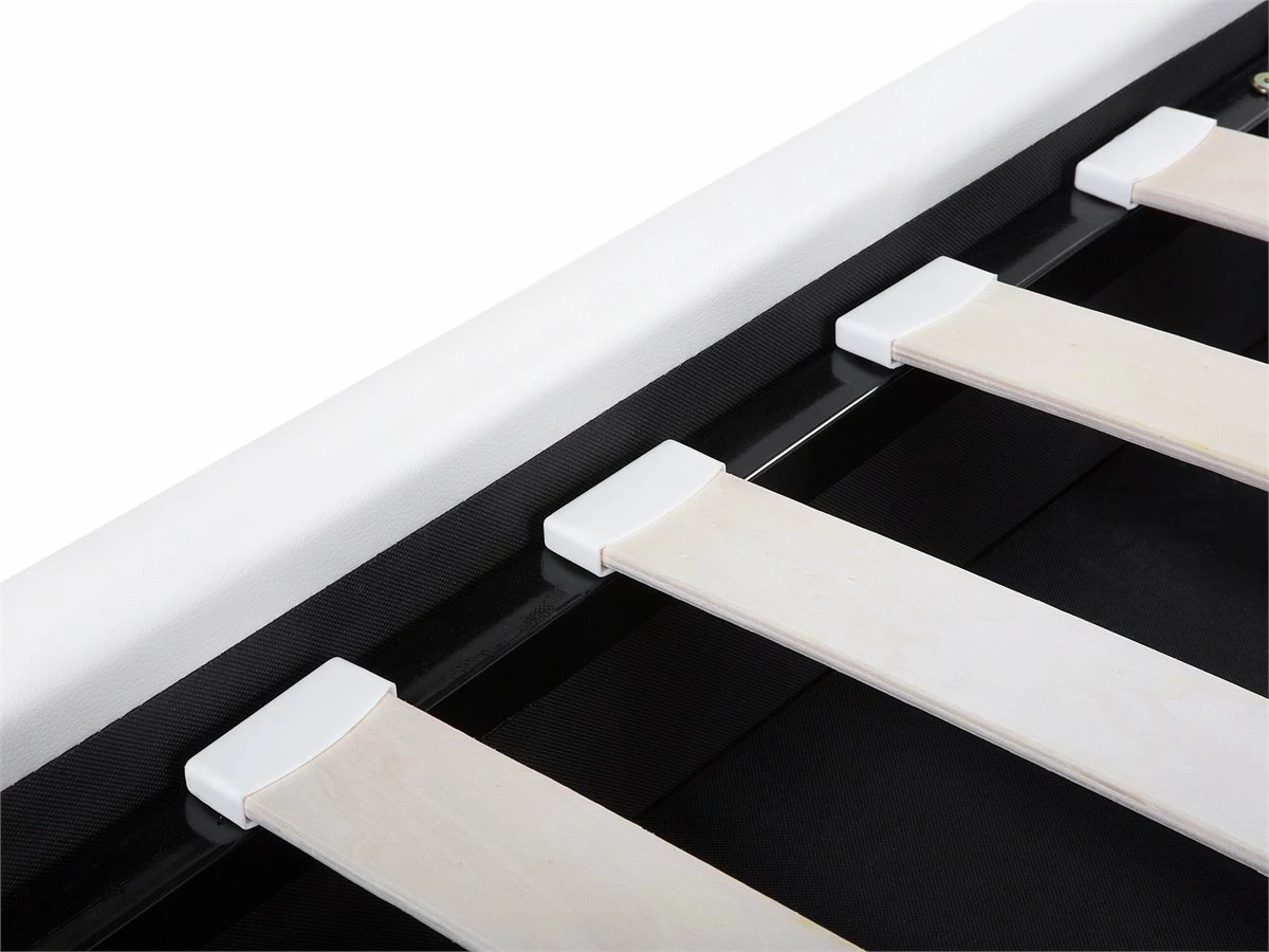 Cama Con Almacenaje De Piel Sintética Blanco/plateado 90 X 200 Cm METZ 11 Cama Con Almacenaje De Piel Sintética Blanco/plateado 90 X 200 Cm METZ - Imagen 11