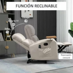 HOMCOM Sillón De Masaje Sillón Relax Eléctrico Con 4 Modos De Vibración Reclinación 145° Tapizado En Microfibra Mando A Distancia Mesita 2 Bolsillos Laterales Y Posavasos 77x93x105 Cm Beige -Conforama Tienda de ventas e4fc5b2b3f87ee4e3b8a27bd1decb68215f33931 bccc1511db3d490c9d4d3e120562b4b3