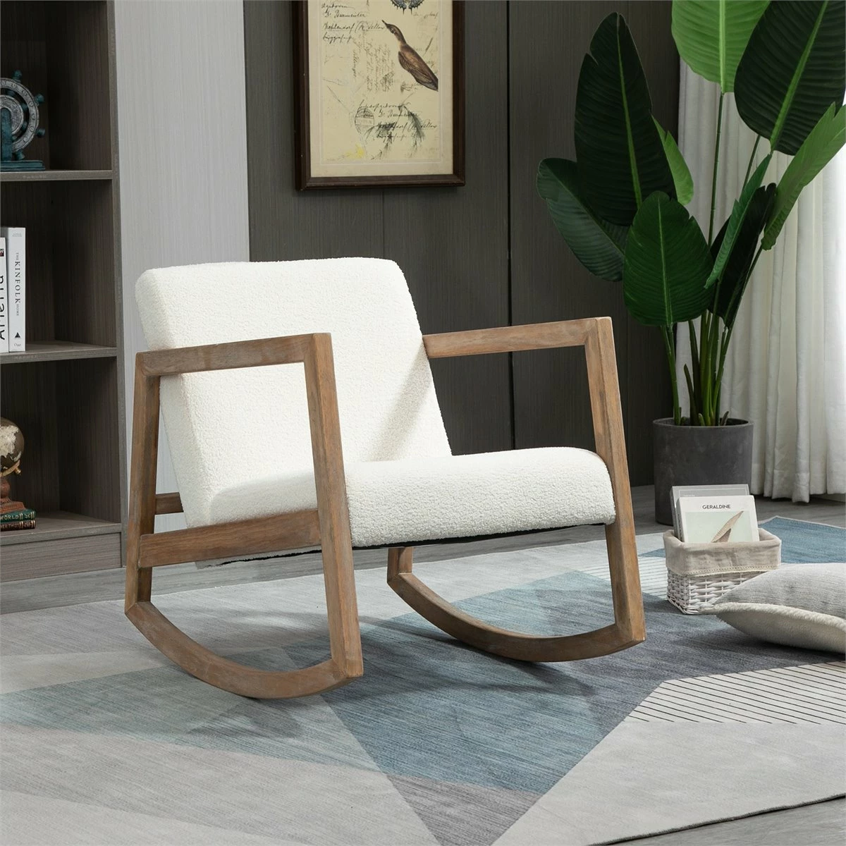 HOMCOM Silla Mecedora Tapizada En Forro Polar Sillón Balancín Relax Con Asiento Acolchado Reposabrazos Y Pies De Madera De Caucho Para Salón Dormitorio 60x81x71 Cm Crema 2 HOMCOM Silla Mecedora Tapizada En Forro Polar Sillón Balancín Relax Con Asiento Acolchado Reposabrazos Y Pies De Madera De Caucho Para Salón Dormitorio 60x81x71 Cm Crema - Imagen 2