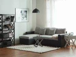 Sofá Cama Esquinero De Poliéster Gris Oscuro/beige Derecho TAMPERE