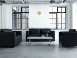Conjunto De Sala De Estar 6 Plazas De Piel Negro HELSINKI