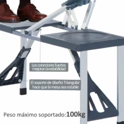 Outsunny Mesa Maleta De Camping Plegable Portátil 4 Asientos Y Agujero Sombrilla Estructura Aluminio Playa Picnic 136x84,5x66 Cm (Gris) -Conforama Tienda de ventas e8333933a40733809b16206ade5ee01ae2014531 12005819b9354f6aa501e9b1b6b3b2f7