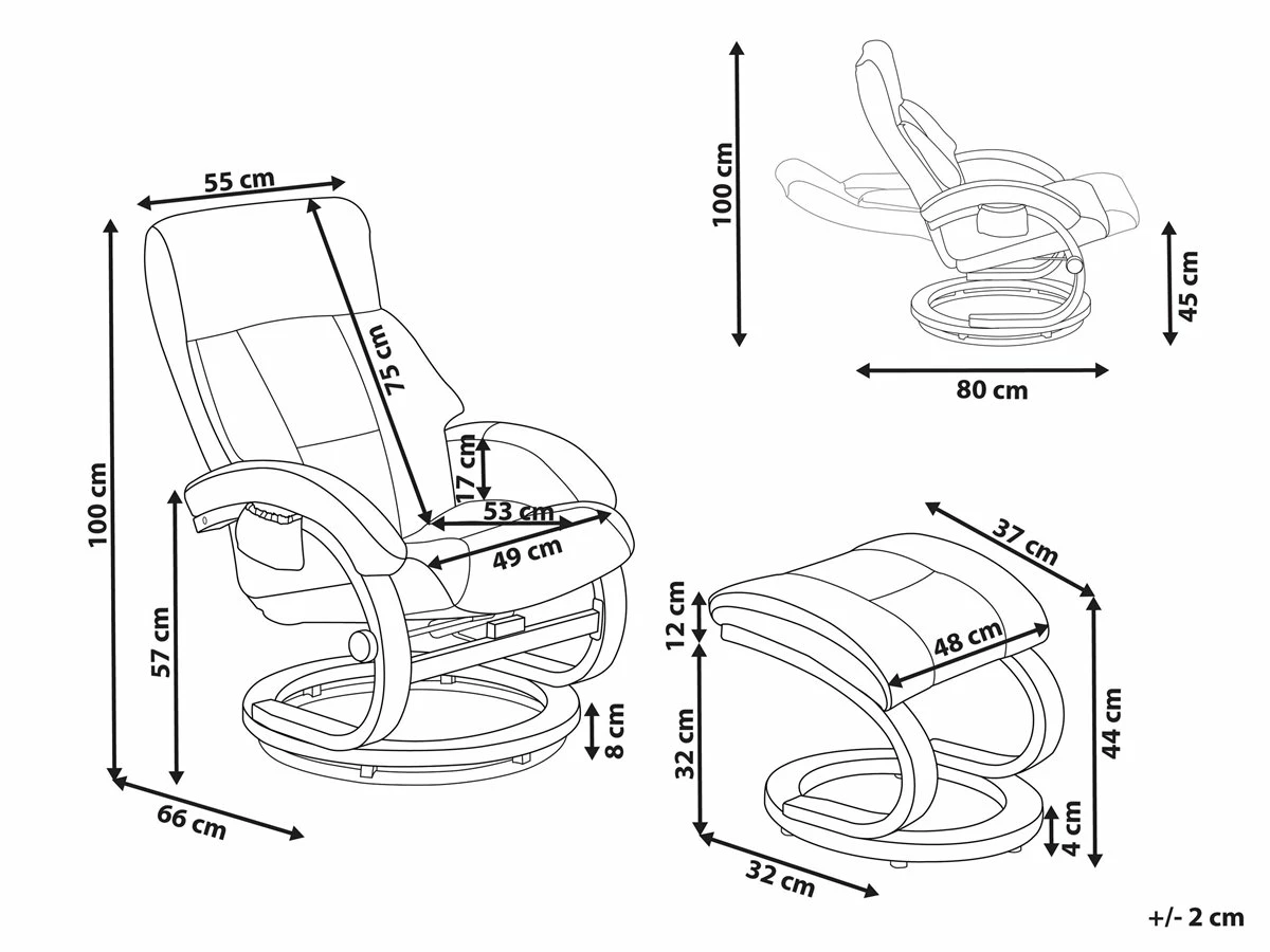Sillón De Masaje De Piel Sintética Beige Arena/madera Clara FORCE 3 Sillón De Masaje De Piel Sintética Beige Arena/madera Clara FORCE - Imagen 3