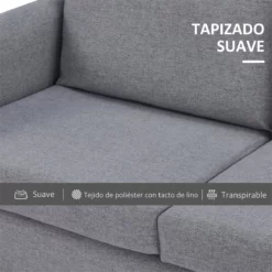 HOMCOM Sofá De 2 Plazas Tapizado En Lino Sintético Sillón Biplaza De Salón Con Cojines Acolchados Desenfundables Reposabrazos Y Patas De Acero 130x67x76,5 Cm Gris -Conforama Tienda de ventas e91382ff7aa56dba4e36ed83fb258f03e9eec844 3ecb82ec8a8446de9b2f6ece6d0b03e1