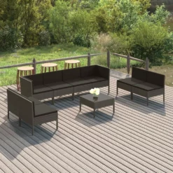 Set De Muebles De Jardín 9 Pzas Y Cojines Ratán Sintético Gris VidaXL -Conforama Tienda de ventas e9f0b8d5cfc8751ead2ea1362490f1e72205bb4f 44a5b273074c4b41832b7b45f1d00020
