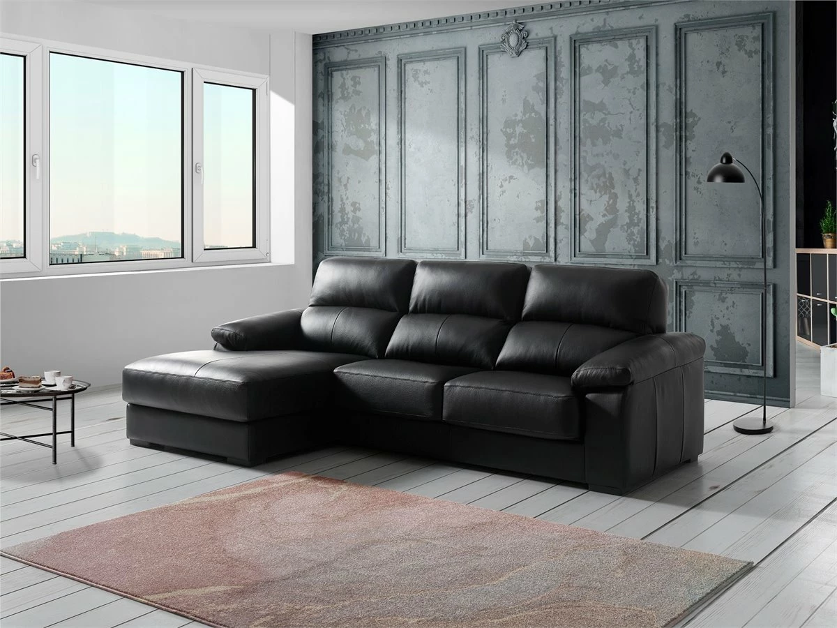 Chaise LonguePiel WILLY Izquierda Negro 2 Chaise LonguePiel WILLY Izquierda Negro - Imagen 2