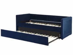 Cama Con Somier De Pana Azul Marino 90 X 200 Cm MIMIZAN -Conforama Tienda de ventas eadba4e90b92bf8cace068238e7ade54a326b488 e010796e498a42b7870922ee74194c4b