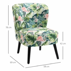 HOMCOM Butaca Sillón De Comedor Salón Sin Brazos Silla Individual Con Asiento Acolchado Con Tacto Aterciopelado Y Patas De Madera 58x69x78 Cm Estampado Flamencos -Conforama Tienda de ventas eaec7af597a7354e941da4077b8ca697de68be68 170c983f1969439ea0865e1b10f70cc2