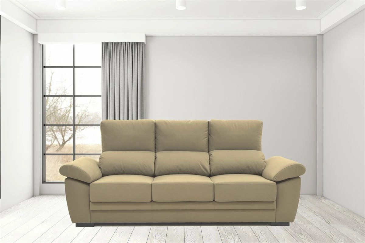 Sofá 3 Plazas De Microfibra ARGOS Color Beige 2 Sofá 3 Plazas De Microfibra ARGOS Color Beige - Imagen 2