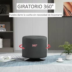HOMCOM Reposapiés Otomano Giratorio Taburete Puff Redondo Tapizado En Piel Sintético De Estilo Moderno Para Dormitorio Entrada Salón Ø45,5x44,5 Cm Gris -Conforama Tienda de ventas eeada8b643eb21c8db10ad232acccf394ca5f5d4 6b853c206da9425b8c4fa44b2d97cbf5