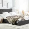 Cama Con Almacenaje De Poliéster Gris Oscuro/negro 160 X 200 Cm LA ROCHELLE