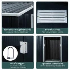 Outsunny Caseta De Jardín 213x130x185 Cm Cobertizo Metálico De Exterior Para Almacenamiento De Herramientas Con 2 Puertas Correderas Y 4 Ventanas Para Terraza Gris 13 Outsunny Caseta De Jardín 213x130x185 Cm Cobertizo Metálico De Exterior Para Almacenamiento De Herramientas Con 2 Puertas Correderas Y 4 Ventanas Para Terraza Gris -Conforama Tienda de ventas ef9fb920976ee03fb10a35bdd8450db20f6c40eb 358644ab3bf646e486c034b1128f4480