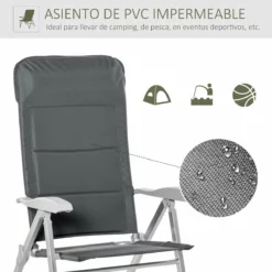 Outsunny Silla De Jardín Plegable De Aluminio Con Respaldo Alto Ajustable En 7 Posiciones Y Reposacabezas Acolchado Para Exterior 75x61,5x114,5 Cm Gris -Conforama Tienda de ventas f0acda48db2a291341b99f74bbefc79d3dec6a25 b126c32f011c4cfd8f83962ba0e053a4