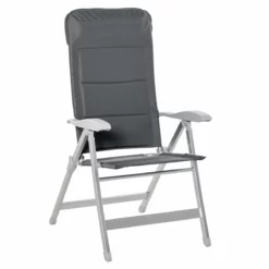 Outsunny Silla De Jardín Plegable De Aluminio Con Respaldo Alto Ajustable En 7 Posiciones Y Reposacabezas Acolchado Para Exterior 75x61,5x114,5 Cm Gris