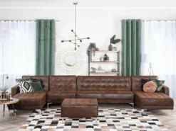 Sofá XXL En Piel Sintética Marrón ABERDEEN