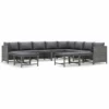 Set De Muebles De Jardín 12 Pzas Y Cojines Ratán Sintético Gris VidaXL