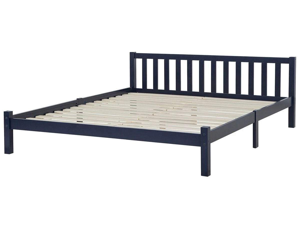 Cama Con Somier De Madera De Pino Azul Marino 180 X 200 Cm FLORAC 6 Cama Con Somier De Madera De Pino Azul Marino 180 X 200 Cm FLORAC - Imagen 6