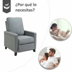 HOMCOM Sillón Relax Reclinable Hasta 140° Tapizado En PU Con Reposapiés Retráctil Asiento Y Respaldo Acolchados Para Salón Oficina Dormitorio 70,5x86x99 Cm Gris -Conforama Tienda de ventas f5f8bcbf1bb88ff23179a9754fa3195ec86a2f4d d26fab2db30644cdb93d6a1000ae5ef7