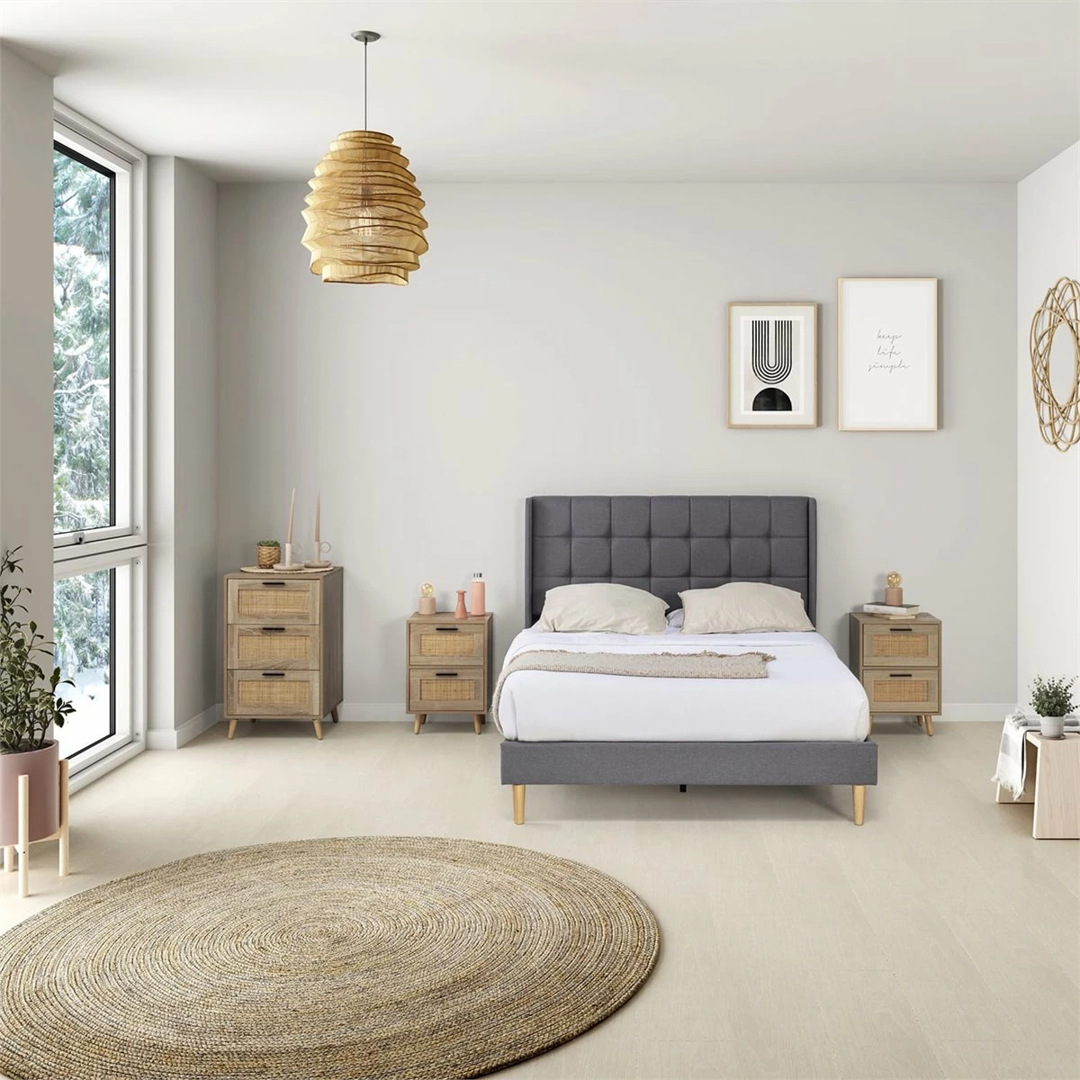 Estructura De Cama Tapizada Esther 90x190 Cm, Gris Oscuro 6 Estructura De Cama Tapizada Esther 90x190 Cm, Gris Oscuro - Imagen 6