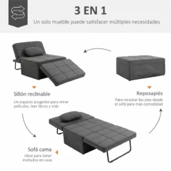 HOMCOM 3 En 1 Sofá Cama Individual Tapizada En Lino Sillón Reclinable En 5 Posiciones Convertible Reposapiés Con Reposacabezas Para Salón Carga 200 Kg 95x189x43 Cm Gris 12 HOMCOM 3 En 1 Sofá Cama Individual Tapizada En Lino Sillón Reclinable En 5 Posiciones Convertible Reposapiés Con Reposacabezas Para Salón Carga 200 Kg 95x189x43 Cm Gris -Conforama Tienda de ventas f77be24ca49f9c258a06163654ebea554c91594e 3d153bda65804ad6a87542615351d58a