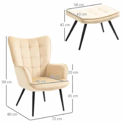 HOMCOM Sillón Individual Con Otomana Tapizado En Terciopelo Butaca De Salón Con Respaldo Alto Reposabrazos Para Dormitorio Oficina Carga 150 Kg 72x80x99 Cm Beige -Conforama Tienda de ventas f78f1b1dca26fd39168711061350c8dfd491df58 44f465bb51ed41bc92f61312c6e8153d