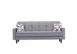 Sofá Cama De 2 Plazas ENZO Color Gris Incluye 2 Cojines Decorativos Estampados
