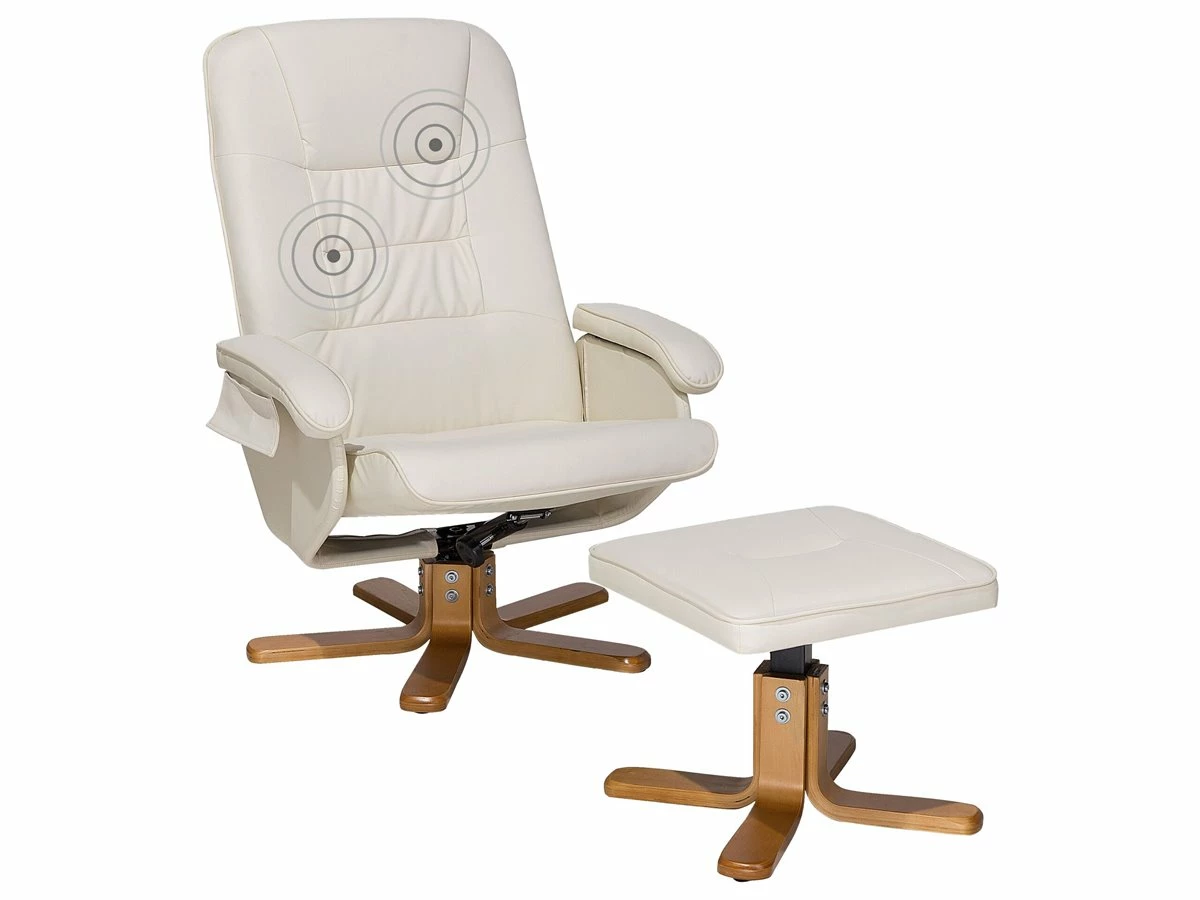 Sillón De Masaje De Piel Sintética Beige Crema/madera Clara RELAXPRO 10 Sillón De Masaje De Piel Sintética Beige Crema/madera Clara RELAXPRO - Imagen 10