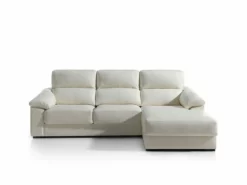 Chaise Longue Piel WILLY Derecha Blanco