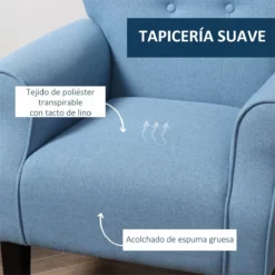 HOMCOM Butaca De Salón Tapizada En Tela Sillón Relax Con Reposabrazos Asiento Acolchado Y Patas De Madera Estilo Moderno Para Dormitorio 78x74x97 Cm Azul 11 HOMCOM Butaca De Salón Tapizada En Tela Sillón Relax Con Reposabrazos Asiento Acolchado Y Patas De Madera Estilo Moderno Para Dormitorio 78x74x97 Cm Azul -Conforama Tienda de ventas fdaac36c990a032b40e979a8987452f1480fabb9 ea54140ab3ab45c7a68d790410335cf6