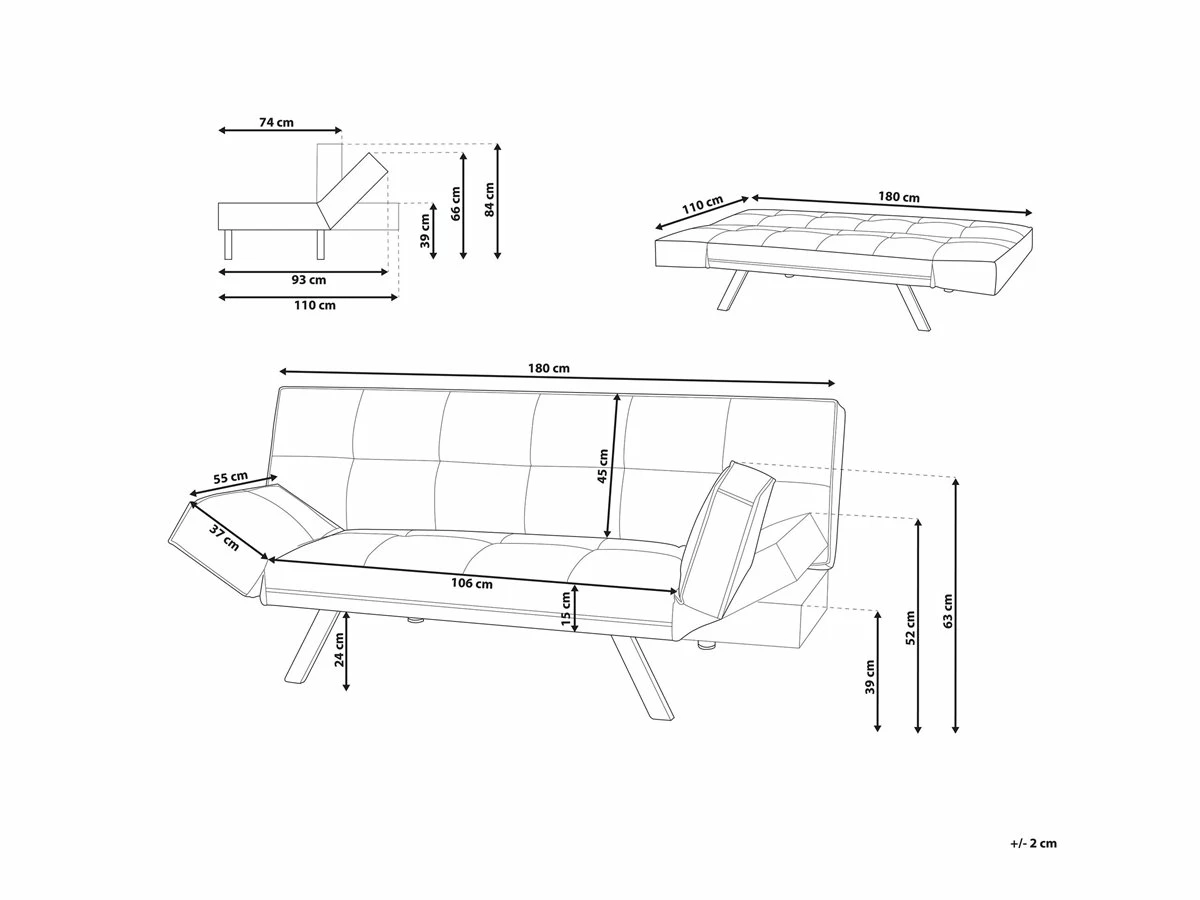 Sofá Cama Azul Oscuro BRISTOL 3 Sofá Cama Azul Oscuro BRISTOL - Imagen 3
