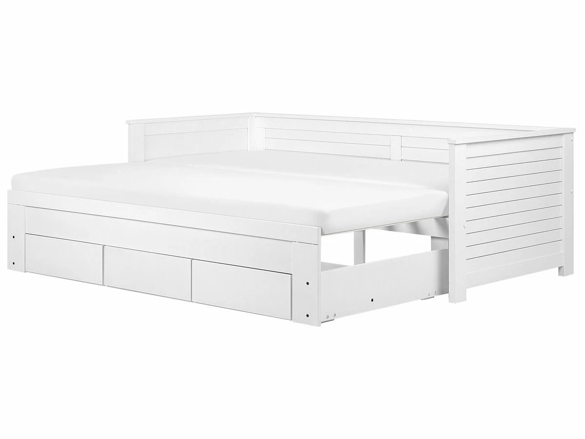 Cama Con Somier De Madera De Caucho Blanca 90/180 X 200 Cm CAHORS 9 Cama Con Somier De Madera De Caucho Blanca 90/180 X 200 Cm CAHORS - Imagen 9