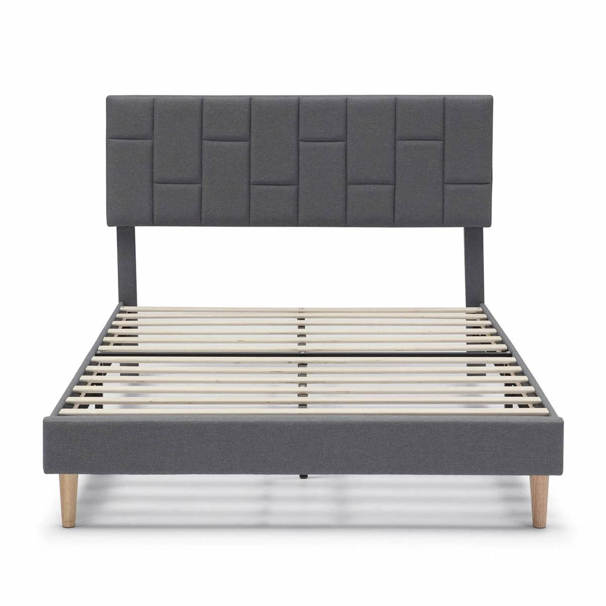 Estructura De Cama Tapizada Sorni 90x190 Cm, Gris Oscuro 2 Estructura De Cama Tapizada Sorni 90x190 Cm, Gris Oscuro - Imagen 2